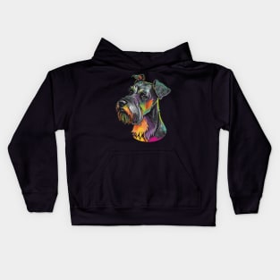 Miniature Schnauzer Dog Art Kids Hoodie